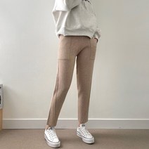 다미로그 여성용 니트 배기 밴딩 팬츠 키작녀 바지