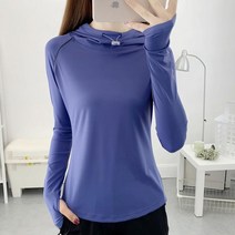 FANSYLI 여성 봄여름 아웃도어 후드 긴팔 속건 티셔츠 얇은 자외선 차단 피트니스 러닝 스판 요가복 속건 등산복 W7J02