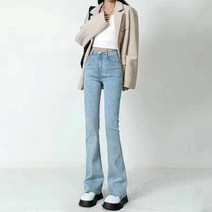 just feel!ng 여하이웨이스트 부츠컷 청바지 나팔바지 캐주얼 스티치 나팔진 긴바지 스판 팬츠