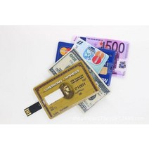 카드형 USB 메모리 64GB 미니 포켓 아맥스 신용카드 골드 블랙 이미지 달러 유로 파운드, 64 GB, 500유로
