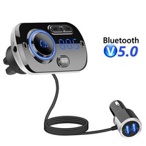YIZHOOD Bluetooth 5.0 Carkit 핸즈프리 FM 송신기 AUX 오디오 자동차 플레이어 A2DP 무선 자동차 MP3 플레이어 지원 TF 카드 재생