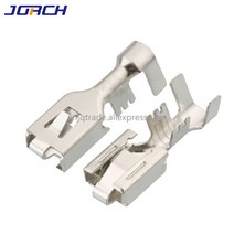 50 pcs 6.3mm dj6221-6.3c 여성 크림프 황동 와이어 터미널 주석 구리 자동차 스피커 전기 터미널 델파이 12124685, 100개