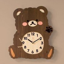 브론즈하우스 WMC-165 곰돌이 캐릭터 무소음 벽시계, 단품