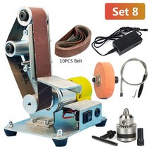 미니 전기 벨트 기계 다기능 데스크탑 수직 미니어처 DIY 연마 기계 고정 앵글 그라인더 110V-220V, 10.Set 8