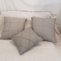조브라운 대형 가죽 소재 디자인 쿠션 주문제작, 인조가죽_50x50, 다이아몬드형, 연그레이