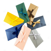 크라프트 리본 편지 엽서 봉투 컬러 무지 카드 우편 선물 사진 청첩장 초대장 긴 고급 종이백, E 커피