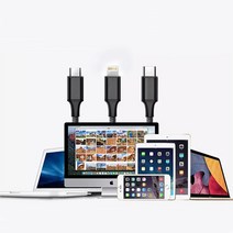 가엔가 3IN1 멀티 젠더 5핀 C타입 아이폰 호환 충전 케이블, 레드-MEBI03