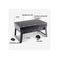미니화로 가정용 캠핑용 바베큐 숯불 그릴 프리미엄 경량 소형 정원 야외 불멍화로대 캠피우치사 접을 수 있는 바비큐 틀 천정 스테인리스 숯 난로 피크닉 연소기 부품 도구, 작은 것