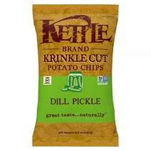 [미국직배송]케틀 브랜드 크링클컷 딜 피클 포테이토칩 1개x241g Kettle Brand Krinkle Cut Dill Pickle Chips