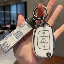 나나오즈 현대 키케이스+체크 키링 세트, E화이트