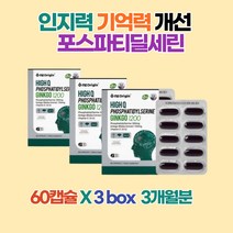 엔젯오리진 하이큐 포스파티딜세린 징코 1200 60g 뇌영양제 포스파티딜세린 고함량 300mg 은행잎추출물 비타민E 항산화 기억력 혈액순환 인지질 영양제 추천 3BOX 3개월