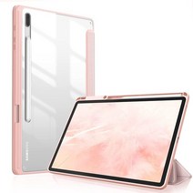 삼성 갤럭시 탭 S7 S8 Plus FE 케이스의 경우 투명 백 타블렛 커버 (연필 홀더 포함), 05 Tab S7 11 inch, 06 Rose Gold