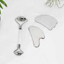 괄사 마사저 종아리 휴대용 갈사 괄사기 얼굴 경락 기구 마사지 크림 처진 볼살 리프팅 황금 도금 맛사지 순환 1+1+1, 마사지크림녹차