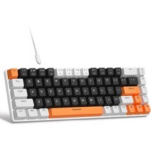 월드몰/ MageGee 휴대용 60% 기계식 게이밍 키보드 MK-Box LED 백라이트 컴팩트 68키 미니 유선 오피스 레드 스위치 포함 윈도우 노트북 PC 맥용 - 화/블루, 블랙 화이트/블루 스위치