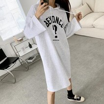 마롱패션 영어 후드 원피스 면 블랙 먹색