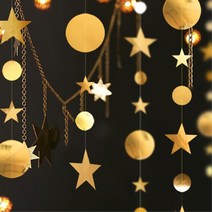 천장장식 달 별 파티 세로 가랜드 돌잔치배너 생일포토존 셀프촬영 종이끈, 골드앤실버