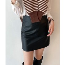 S-3XL 리피아 레더 가죽 지퍼 미니스커트 짧은치마 빅사이즈 가을룩 H라인 일자 시크
