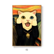 진주 귀걸이를 한 고양이 소녀 액자 그림 거실 침실 까페 홈인테리어 명화 뭉크 절규 마네 피리 부는 소년 개업선물 집들이 선물, 40x60골드, 02