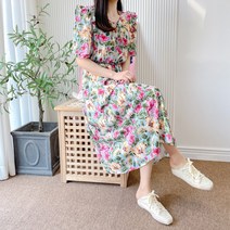 요시아나 [당일발송] 플로랄 플라워 프릴장식 원피스 -2컬러