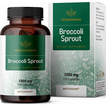 HERBAMAMA Broccoli Sprouts 캡슐 - 뇌 지원 설포라판 보충제제 면역 및 세포 성장을 위한 브로콜리 새싹 추출물 비건 GMO 프리 1000mg 100캡슐