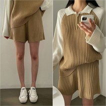 와이드 골지 가을겨울 니트 3부 4부 반바지