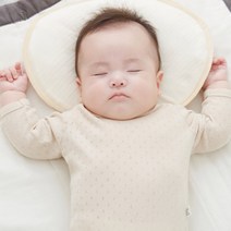 태열커버 증정 오가닉 신생아 짱구 아기 베개, 01.체크, 베이지