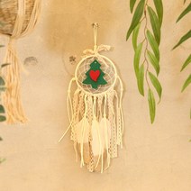 [리빙랩스] 마크라메 시리즈 원형 크리스마스 화이트 단품, 옐로우