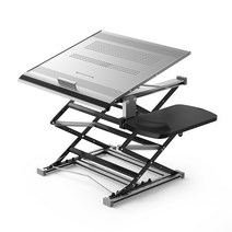 책상 노트북거치대 침대옆 작업대 이동 고급 책 휴대용 리프트 테이블 높이조절, S5 Pro 플래티넘 실버 (테이프+마우스보드)
