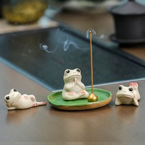 불교장식 향로개구리 미니 향초받침 개구리 피규어, 세상편한 개구리