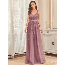 드레스 파티 이브닝 우아한 이브닝 드레스 긴 레이스 구슬 Vneck 민소매 2022 Ever Pretty of Dusty Blue S, 05 Orchid_05 12
