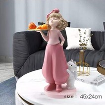 수납 서랍형 쇼파 벤치 의자 홈 거실 장식 인형 인테리어 동상 만화 스토 소녀 트레이 소파 가장자리 장식품 미적 이동 선물, Pink 45cm high