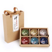 다도세트 다기세트 휴대용다기세트 선물 패키지 6pcs 3d 황금 물고기 중국 차 컵 쿵푸 차 딱딱 유약 여행 차 그릇 중국 찻잔, 02