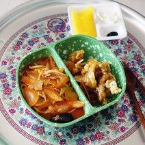 추억의 떡볶이 그릇 짬짜면 레트로 반반그릇 1P, 단품, 1개