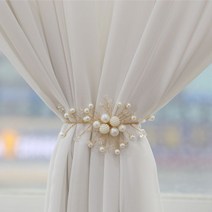 [천삼백케이] [메이퀸] 진주 커튼 리본 타이백 B (웨딩 밴드), 단품