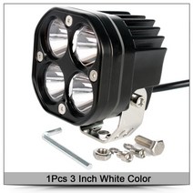 3 인치 led 작업 라이트 바 12v 24v 자동차 노란색 안개 램프 4x4 오프로드 오토바이 트랙터 운전 조명 흰색 사각형 스포트라이트, 3인치 흰색 x1
