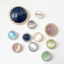 비즈라이프 캣츠아이 보석단추5, 2개, B-0053  11mm 캣츠아이 5번단추, 백금도금