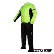 맥슬러 우의 / Maxler RAIN DEFENDER / 생활방수 방풍 자수로고 디자인 / 오토바이 바이크 비옷, 상하세트(네온)