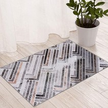 DECOMALL Coronado 도어 매트 0.6 x 91.4cm2 3피트 세탁 가능한 작은 러그 입구용 모던 기하학적 인조 소가죽 패치워크 카펫 61cm 91.4cm24 36인치