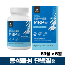 MBP 단백질 정 동식물성 초유산양유 단백분말 프로틴밸런스 엠비피 BCAA 류신단백질, 6통, 60정