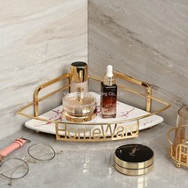 WARM가정용 세면대 화장실 정리대 모서리 골드프레임 2단 마블트레이 화장품정리대, D개