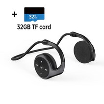 이어폰 헤드폰 스포츠 무선 MP3 플레이어 포함 FM 라디오 마이크 헤드셋 TF 카드 블루투스 호환, 03 Black with 32GB card, [03] Black with 32GB card