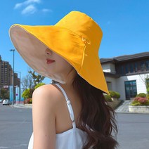 코욜하우키 여성 여자 버킷햇 양면 벙거지 모자 햇빛가리개 챙넓은 챙모자