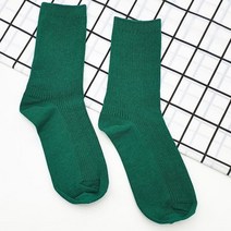 장목 여자 골지양말 초록색 긴목 국산 면 여성 그린 무지 컬러 삭스 베이직 데일리