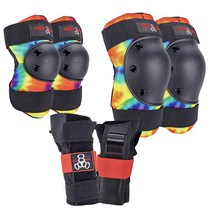 Triple Eight 세이버 시리즈 패드 세트 블랙 무릎 보호대 팔꿈치 보호대 및 손목 보호대 포함 S사이즈, Tie Dye