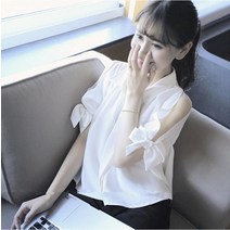 셔츠 블라우스 a755 화이트 흰색 정장 여성 여름 가을 린넨 퍼프 쉬폰 반팔 긴팔 펀칭 크롭 레이스 셔링