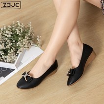 Z3JC 여성 속굽 컴포트 미끄럼방지 라운드 펌프스 웨지힐