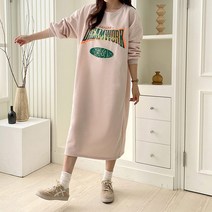 퍼니걸스 5632 라운드 기모 레터링 롱 원피스 여성의류