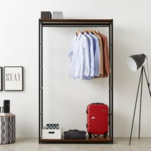 드레스룸 시스템 높은사다리선반 코트행거(120cm 5색) 장롱 나무 옷방 오픈, 오크브라운