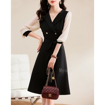[Myshe]여성 오피스룩 긴팔 원피스 봄가을 빅사이즈 Xiao616CQ04