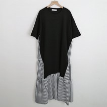 마이시즌 여성용 믹스 잔줄 캉캉 원피스